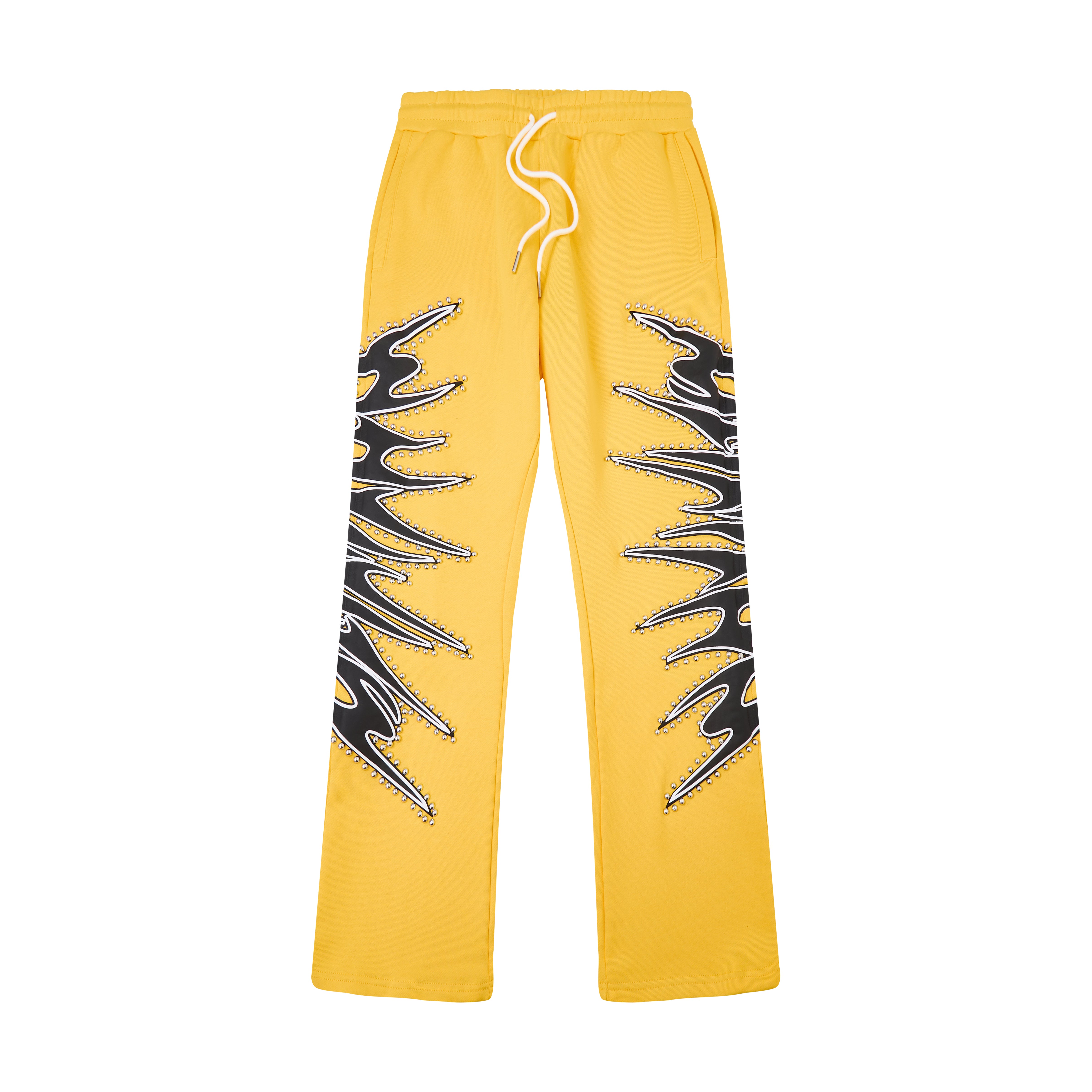 Misfit Stud Terry Flare Sweatpants (Yellow)